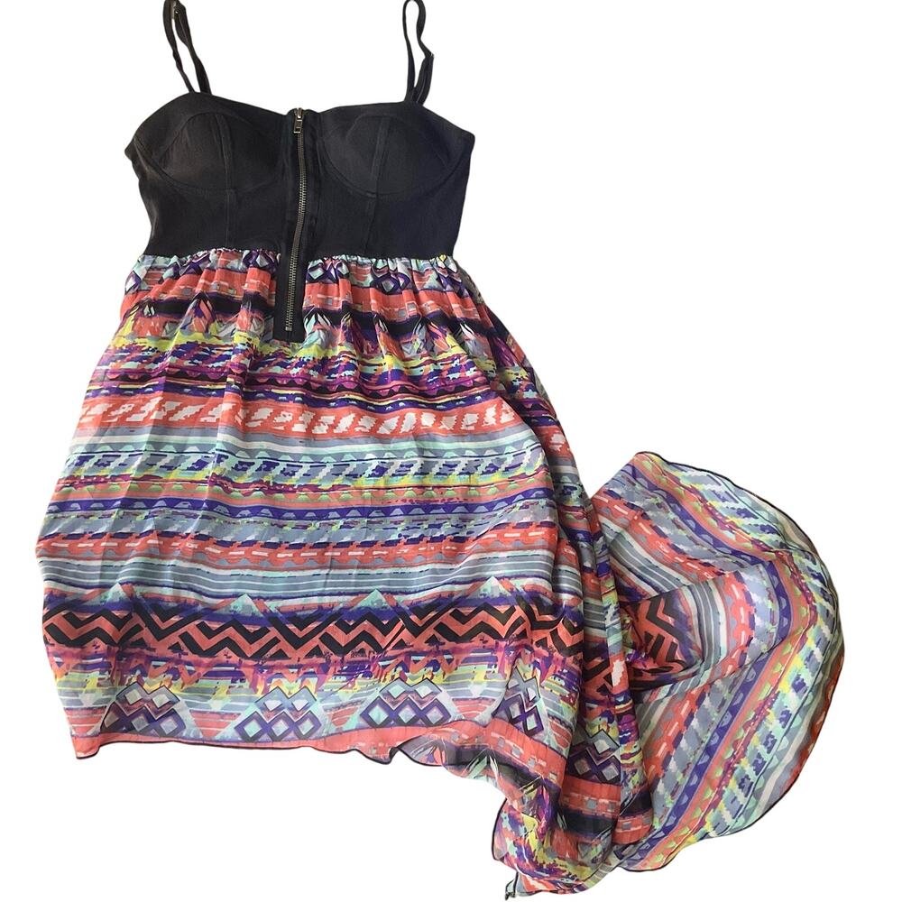 Material Girl Women’s Sleeveless Sexy High-low Summer Dress size S, Black & Blue